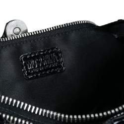 Pre Owned Moschino Black Pleated Patent Leather Flap Hobo