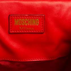 Pre Owned حقيبة كتف موسكينو هابي ميل ماكدونالدز جلد أحمر/أصفر