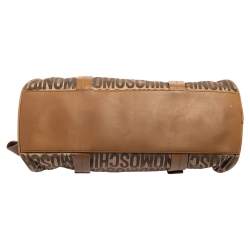 Pre Owned Moschino Brown Signature Fabric And Leather Zip Satchel