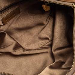 Pre Owned Moschino Brown Signature Fabric And Leather Zip Satchel