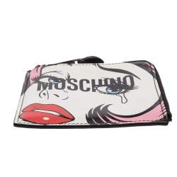 Pre Owned Moschino Multicolor Teary Eyes Graphic Zip Around Purse 