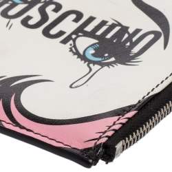 Pre Owned Moschino Multicolor Teary Eyes Graphic Zip Around Purse 