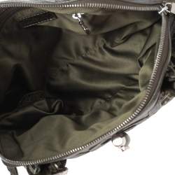 Moschino Green Signature Canvas and Leather Turnlock Satchel