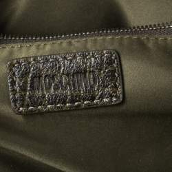 Moschino Green Signature Canvas and Leather Turnlock Satchel