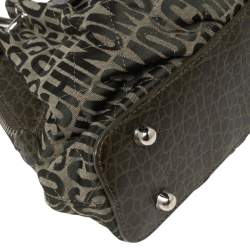 Moschino Green Signature Canvas and Leather Turnlock Satchel