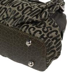 Moschino Green Signature Canvas and Leather Turnlock Satchel