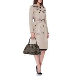 Moschino Green Signature Canvas and Leather Turnlock Satchel