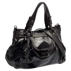 Pre Owned Moschino Black Patent Leather Satchel