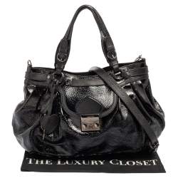 Pre Owned Moschino Black Patent Leather Satchel