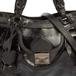 Pre Owned Moschino Black Patent Leather Satchel
