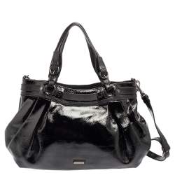 Pre Owned Moschino Black Patent Leather Satchel
