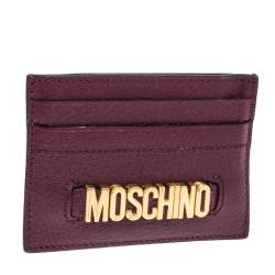 Moschino Purple Leather Logo Card Holder 