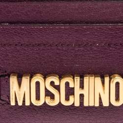 Moschino Purple Leather Logo Card Holder 