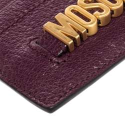 Moschino Purple Leather Logo Card Holder 