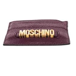 Moschino Purple Leather Logo Card Holder 