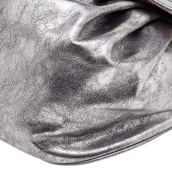 Pre Owned Moschino Metallic Silver Leather Chain Shoulder Bag