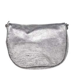 Pre Owned Moschino Metallic Silver Leather Chain Shoulder Bag