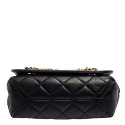 Moschino Black Quilted Leather Logo Chained Shoulder Bag 