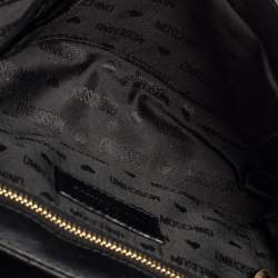 Moschino Black Quilted Leather Logo Chained Shoulder Bag 