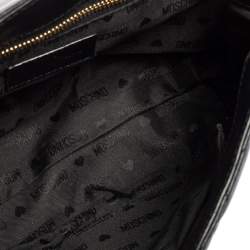 Moschino Black Quilted Leather Logo Chained Shoulder Bag 