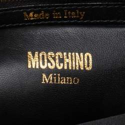 Pre Owned Moschino Black Leather Biker Jacket Embellished Shoulder Bag