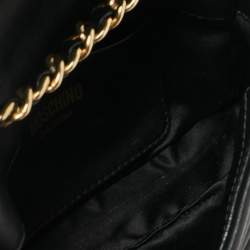 Pre Owned Moschino Black Leather Biker Jacket Crossbody Bag