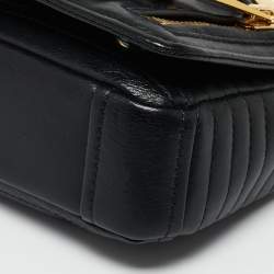 Pre Owned Moschino Black Leather Biker Jacket Crossbody Bag