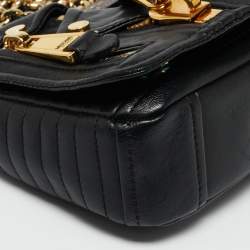 Pre Owned Moschino Black Leather Biker Jacket Crossbody Bag