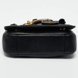 Pre Owned Moschino Black Leather Biker Jacket Crossbody Bag