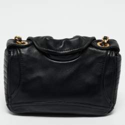 Pre Owned Moschino Black Leather Biker Jacket Crossbody Bag