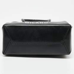 Pre Owned Moschino Black/White Leather Logo Vertical Tote