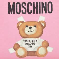 Pre Owned Moschino Pink Leather Teddy Bear Zip Pouch
