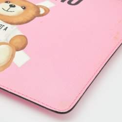 Pre Owned Moschino Pink Leather Teddy Bear Zip Pouch