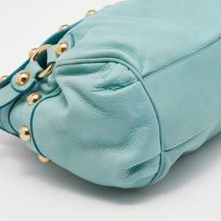 Pre Owned Moschino Turquoise Leather Satchel