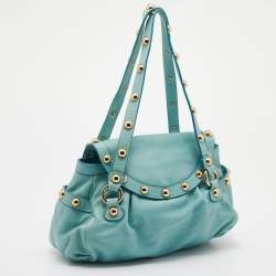 Pre Owned Moschino Turquoise Leather Satchel