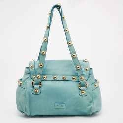 Pre Owned Moschino Turquoise Leather Satchel