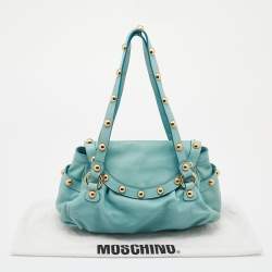 Pre Owned Moschino Turquoise Leather Satchel