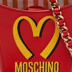 Pre Owned Moschino Red/Yellow Leather French Fry Chain Crossbody Bag