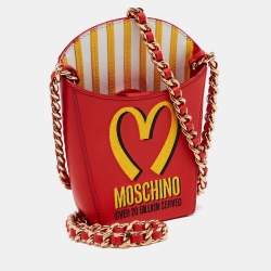 Pre Owned Moschino Red/Yellow Leather French Fry Chain Crossbody Bag