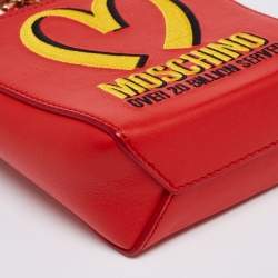 Pre Owned Moschino Red/Yellow Leather French Fry Chain Crossbody Bag