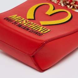 Pre Owned Moschino Red/Yellow Leather French Fry Chain Crossbody Bag