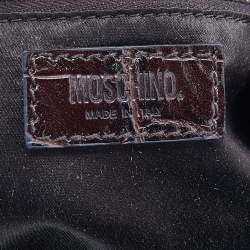 Pre Owned Moschino Dark Brown Croc Embossed Leather Hobo