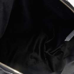 Pre Owned Moschino Black/Beige Leather And Logo Canvas Satchel