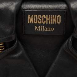Pre Owned Moschino Black Leather Capsule Biker Jacket Shoulder Bag