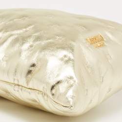 Pre Owned Moschino Metallic Gold Leather Drawstring Crossbody Bag