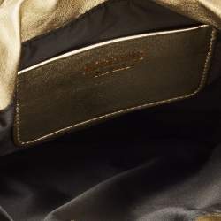 Pre Owned Moschino Metallic Gold Leather Drawstring Crossbody Bag
