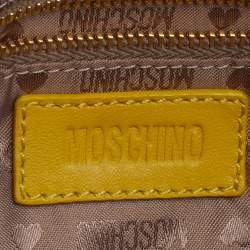 Pre Owned Moschino Mustard Yellow Quilted Leather Chain Flap Shoulder Bag