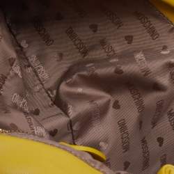 Pre Owned Moschino Mustard Yellow Quilted Leather Chain Flap Shoulder Bag
