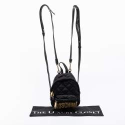 Pre Owned Moschino Black Quilted Nylon Mini Backpack
