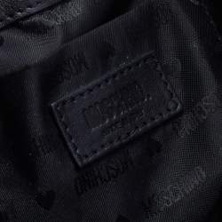 Pre Owned Moschino Black Leather Studded Drawstring Bucket Bag